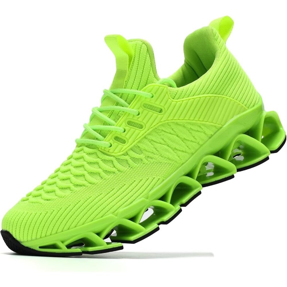 Women's Green Slip on Walking Running Shoes Blade Tennis Casual Sneakers